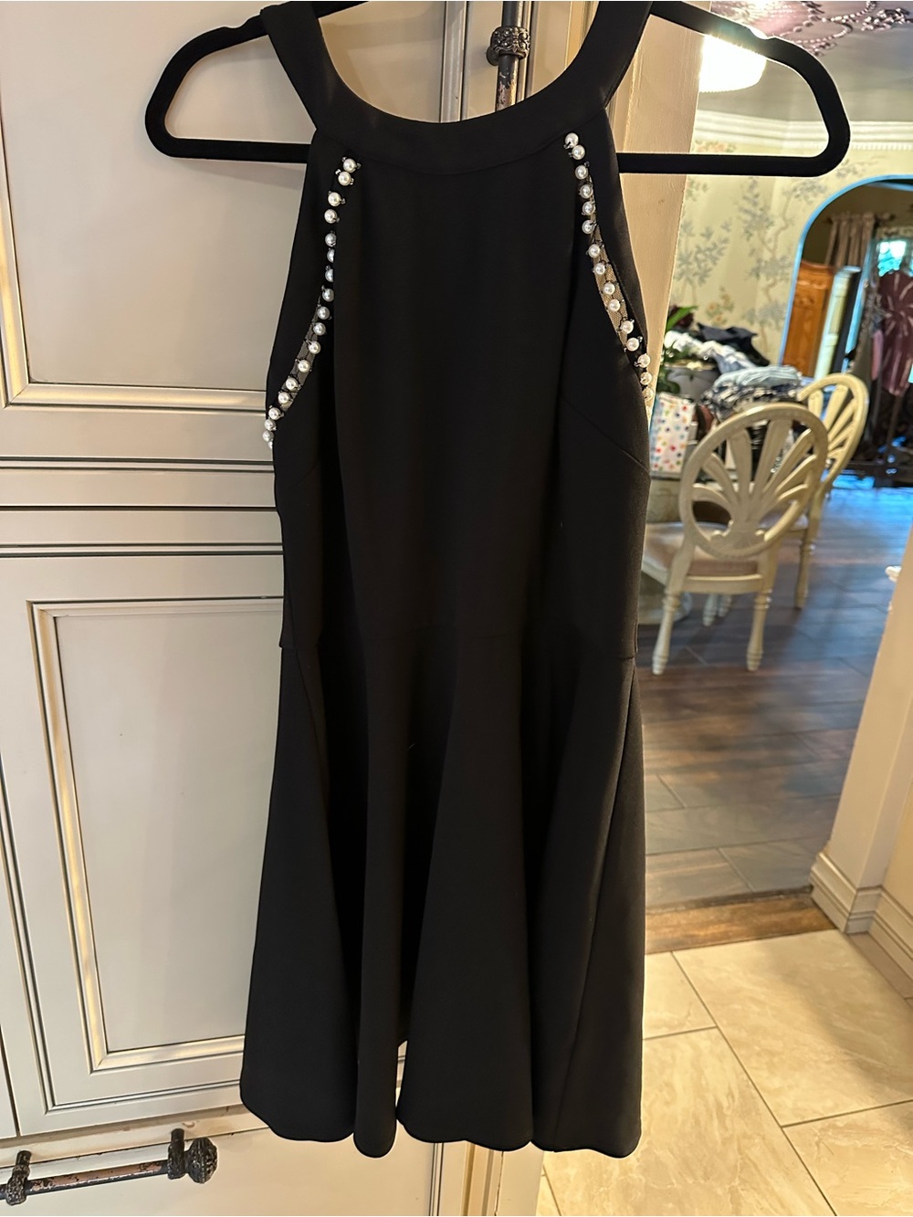 Black Beaded Halter Fit-and-Flare Dress Macy’s brand